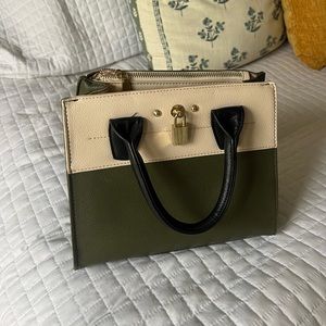 Olive Green & Gold Locket Medium Tote